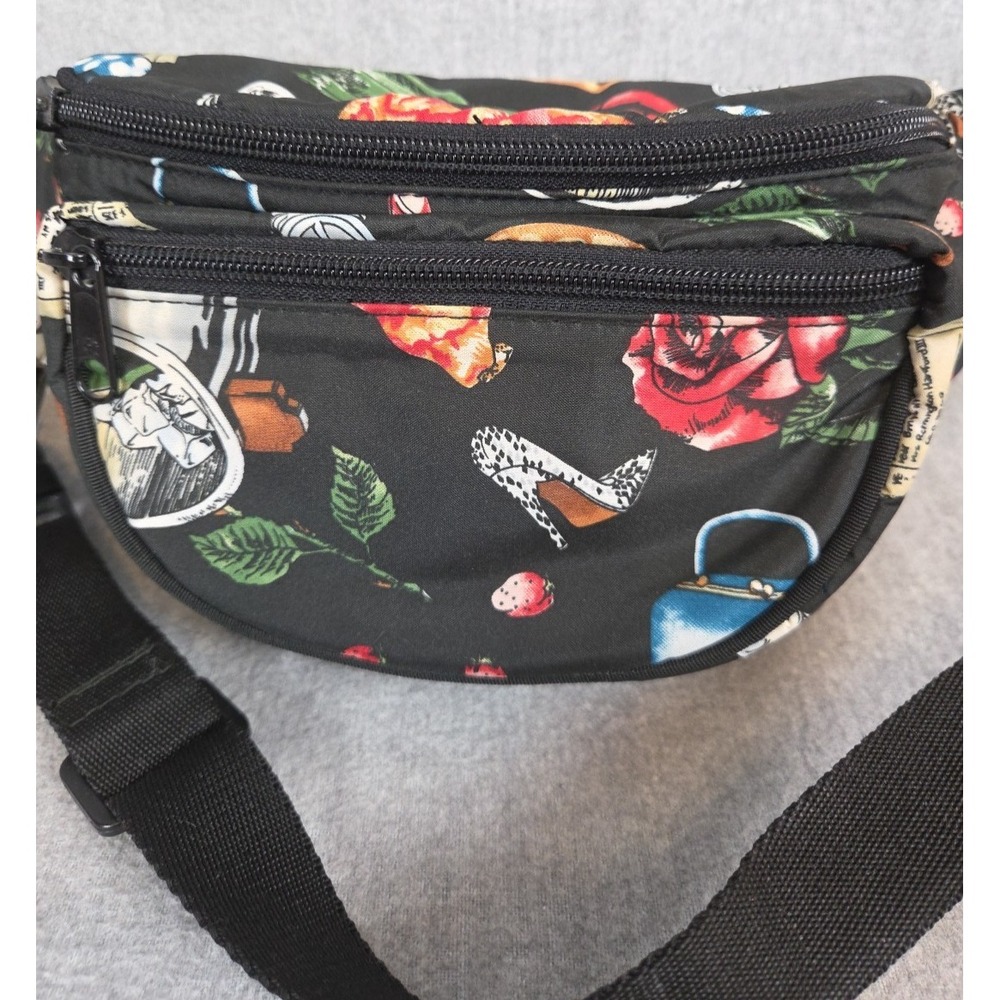 Nicole Miller Fanny Pack Waist Belt Bag Paris Style Fashion Retro Designer Black